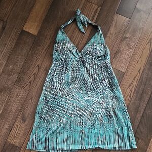 BECCA Teal Print Dress - Size MED.